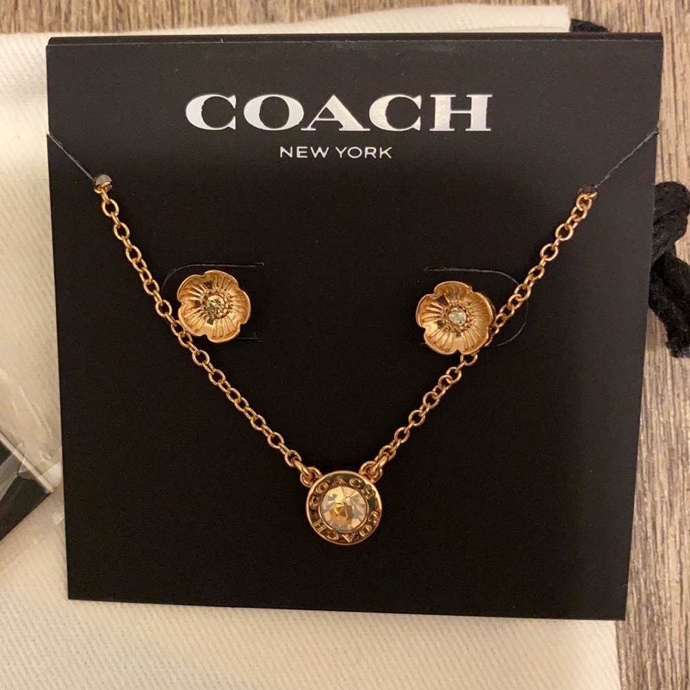 Coach Necklace and Earring Set NWT - Picture 2 of 7